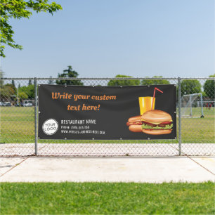 Hamburger And Hot Dog Fast Food Restaurant Custom Banner