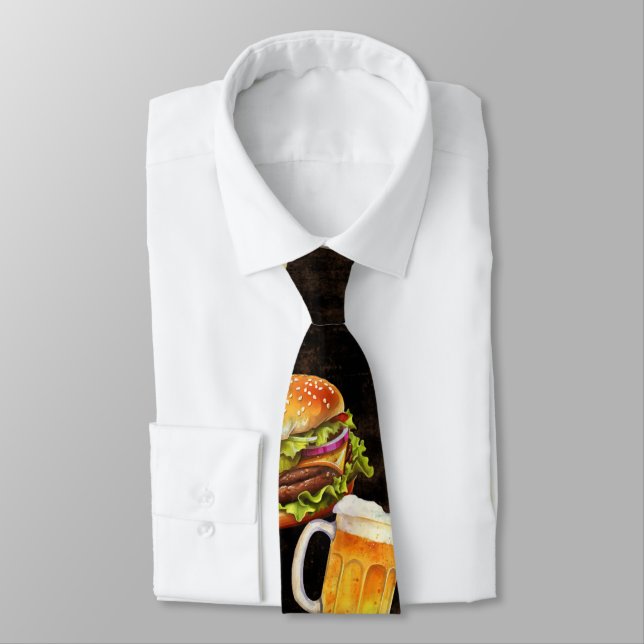 Hamburger beer on dark tie (Tied)
