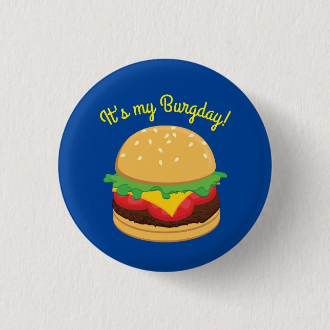 Hamburger Birthday Party Burger 1 Inch Round Button (Front)
