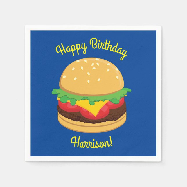 Hamburger Birthday Party Burger Napkin (Front)