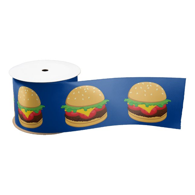 Hamburger Birthday Party Burger Satin Ribbon (Spool)