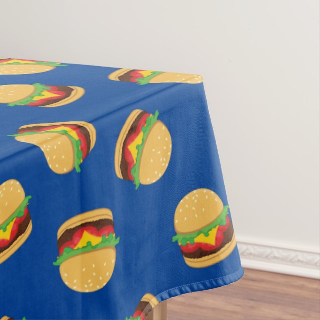 Hamburger Birthday Party Burger Tablecloth (In Situ)
