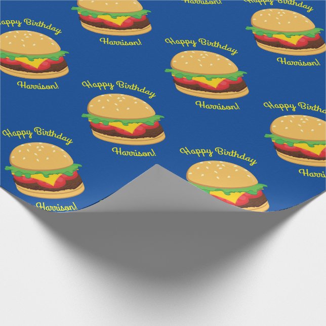 Hamburger Birthday Party Burger Wrapping Paper (Corner)