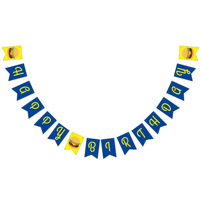 Hamburger Birthday Party Burgers Bunting Flags (All)