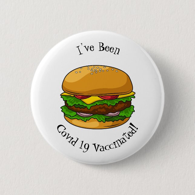 Hamburger cartoon illustration 2 inch round button (Front)