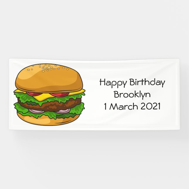 Hamburger cartoon illustration banner (Horizontal)