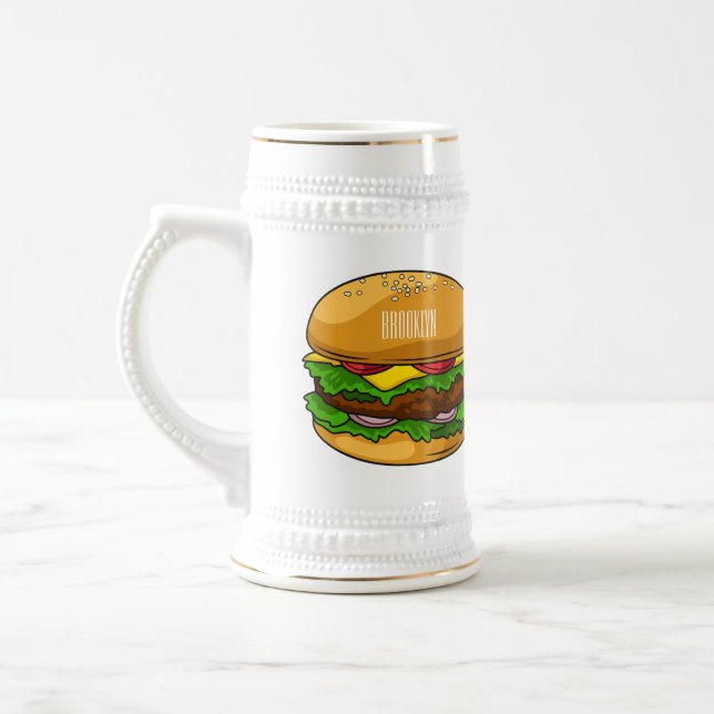 Hamburger cartoon illustration  beer stein (Left)