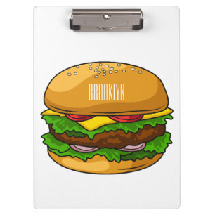 Hamburger cartoon illustration clipboard