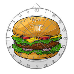 Hamburger cartoon illustration dartboard