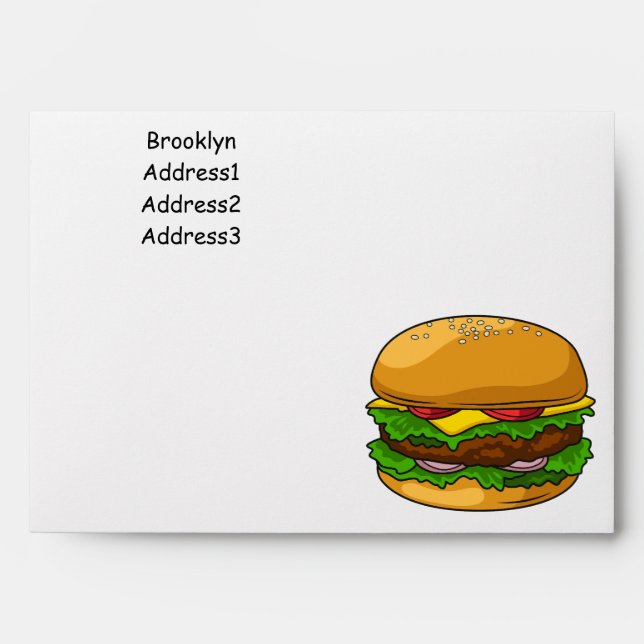 Hamburger cartoon illustration envelope (Front)