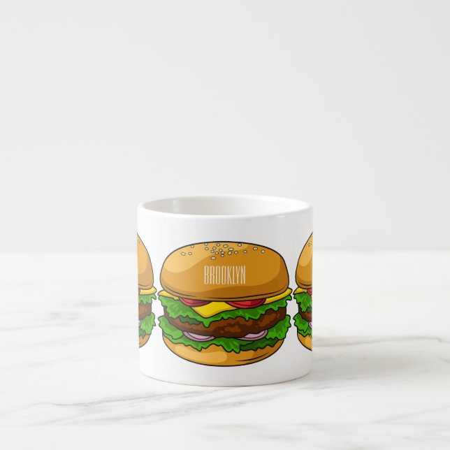 Hamburger cartoon illustration  espresso cup (Front)