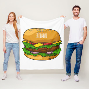Hamburger cartoon illustration fleece blanket
