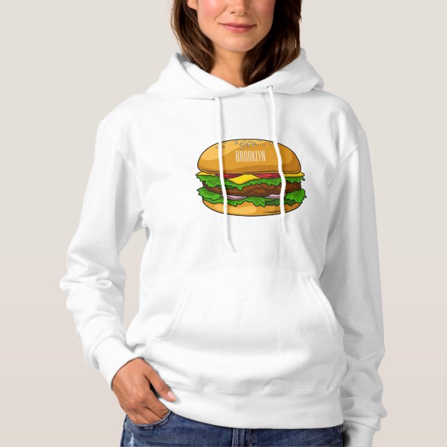 Hamburger cartoon illustration  hoodie (Front)