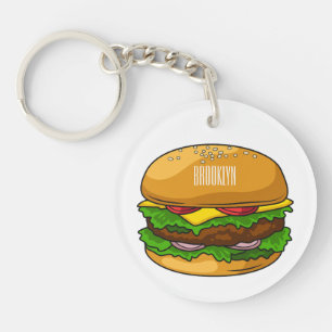 Hamburger cartoon illustration keychain