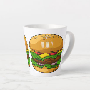 Hamburger cartoon illustration latte mug