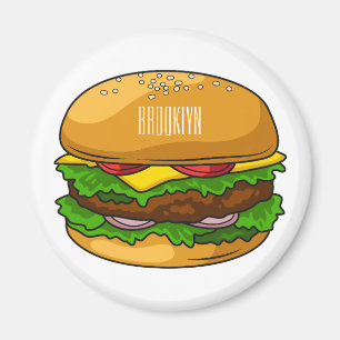 Hamburger cartoon illustration  magnet