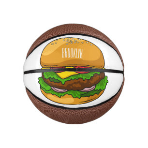 Hamburger cartoon illustration mini basketball