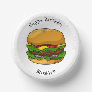 Hamburger cartoon illustration paper plate
