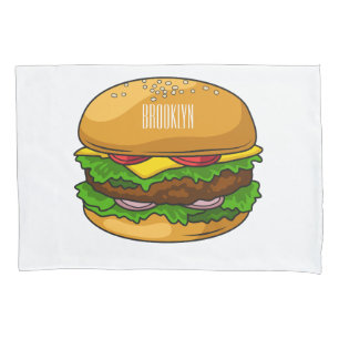 Hamburger cartoon illustration pillowcase