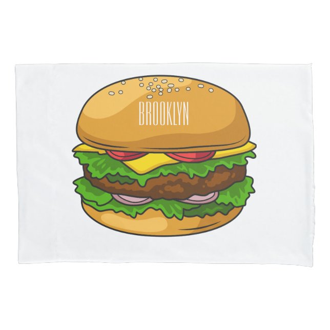 Hamburger cartoon illustration pillowcase (Front)