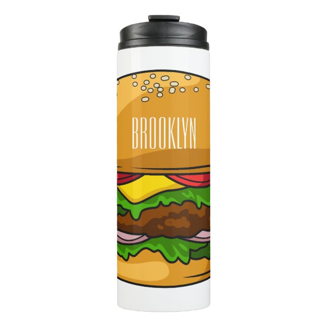 Hamburger cartoon illustration  thermal tumbler (Front)