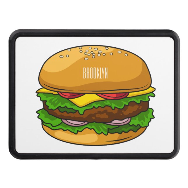 Hamburger cartoon illustration  trailer hitch cover (Front)