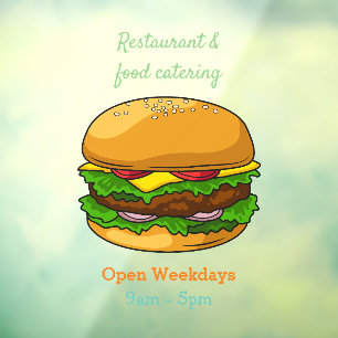 Hamburger cartoon illustration window cling
