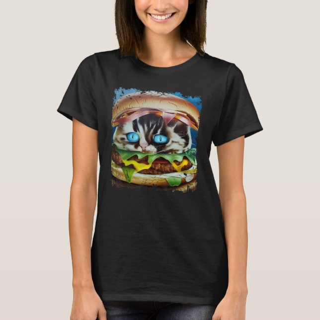 Hamburger Cat  Catburger Burger & Cat  Hybrid Art T-Shirt (Front)