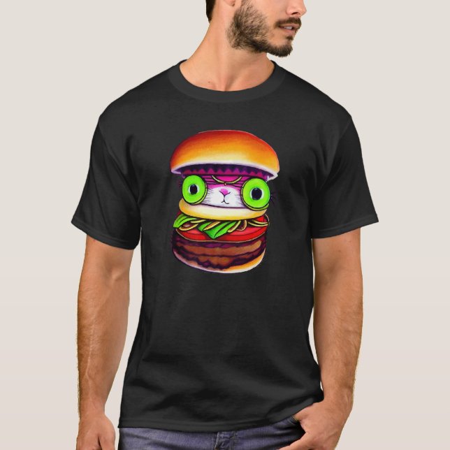 Hamburger Cat  Catburger Burger & Cat Lover Hybrid T-Shirt (Front)