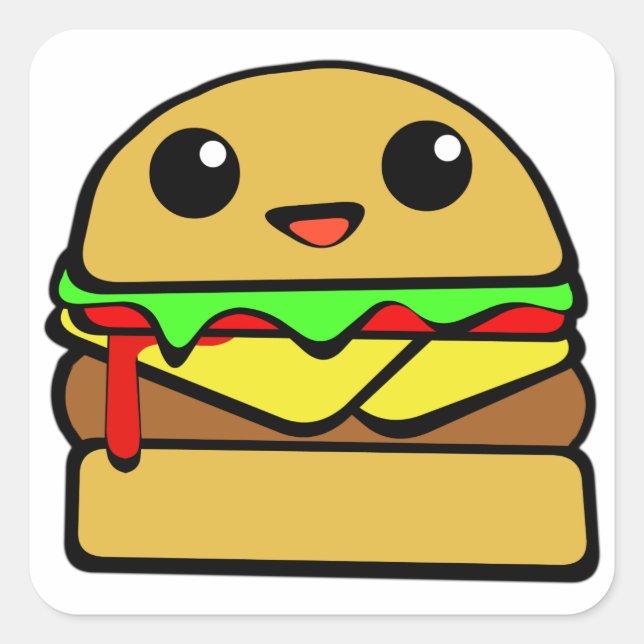 Hamburger Character Square Sticker (Front)