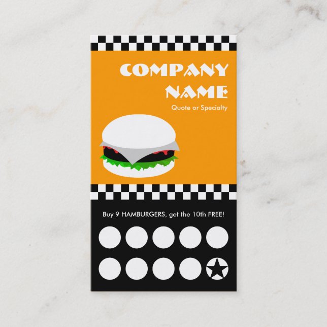 hamburger checkers punchcard loyalty card (Front)
