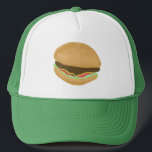 Hamburger Cheeseburger Burger Art Trucker Hat<br><div class="desc">Check out this funny hamburger hat and check my shop for more matching items like mugs,  stickers and more. 
 
 Customize this with a name or other text.</div>