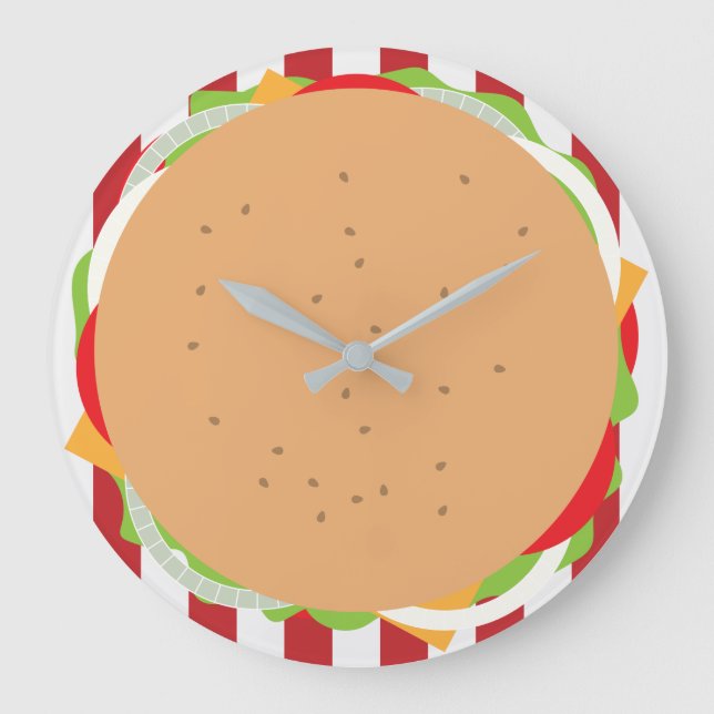 Hamburger cheeseburger cute cafe large clock (Front)
