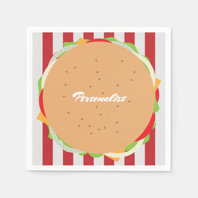 Hamburger cheeseburger cute cafe napkin (Front)