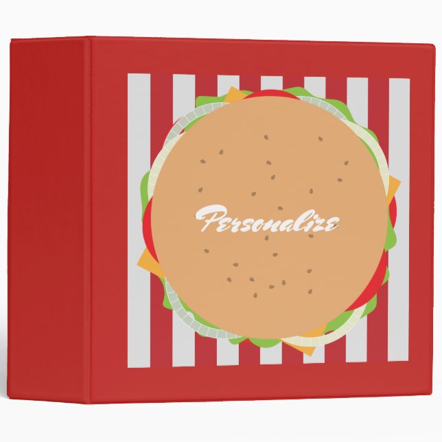 Hamburger cheeseburger cute cafe red binder (Front/Spine)