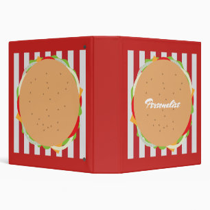 Hamburger cheeseburger cute cafe red white diner binder