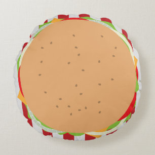 Hamburger cheeseburger cute cafe round pillow