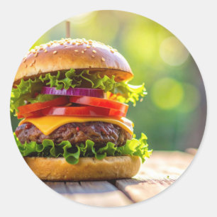 hamburger classic round sticker