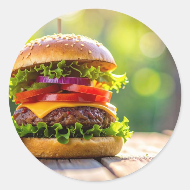 hamburger classic round sticker (Front)
