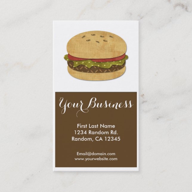 Hamburger customizable business cards (Front)