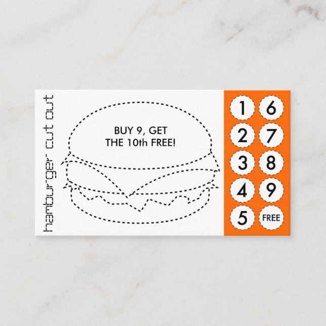 hamburger cut out punch cards (Front)