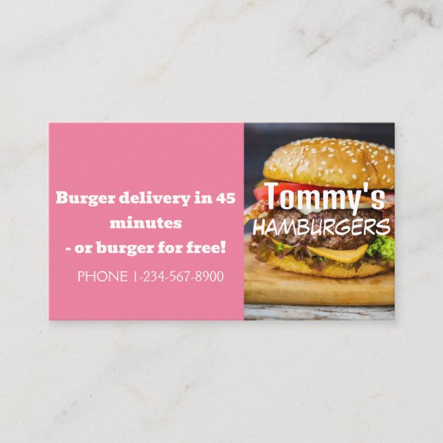 Hamburger Delivery Discount Sale Offer Business Card (Front)