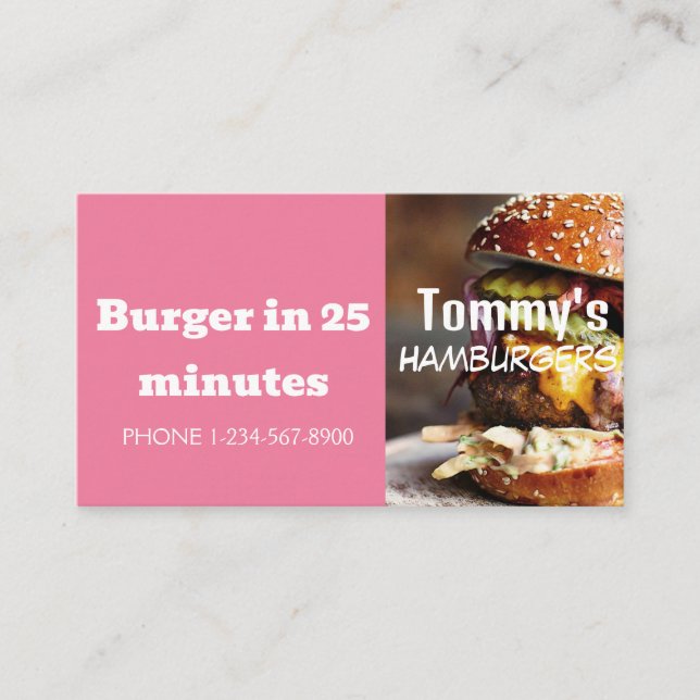 Hamburger Delivery Discount Sale Offer Business Card (Front)
