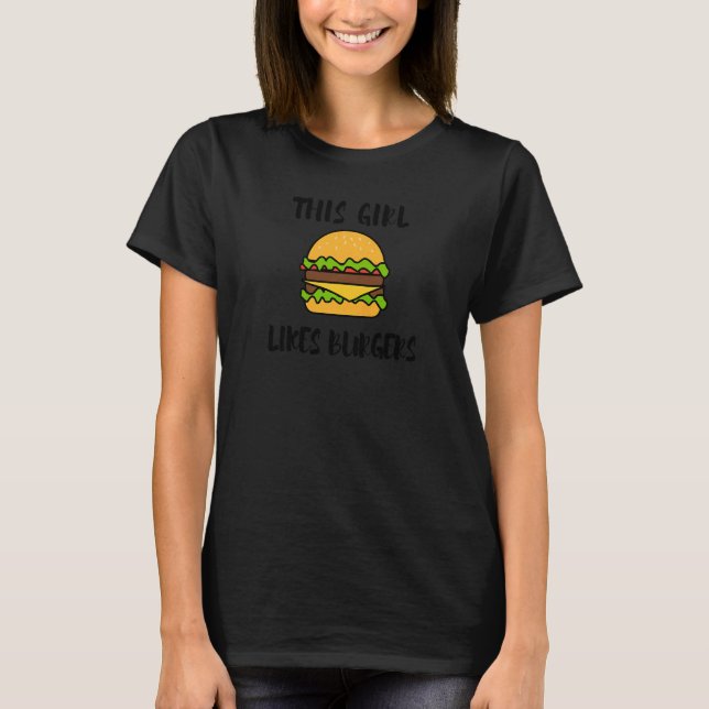 Hamburger Eating Delicious Burger Girl   T-Shirt (Front)