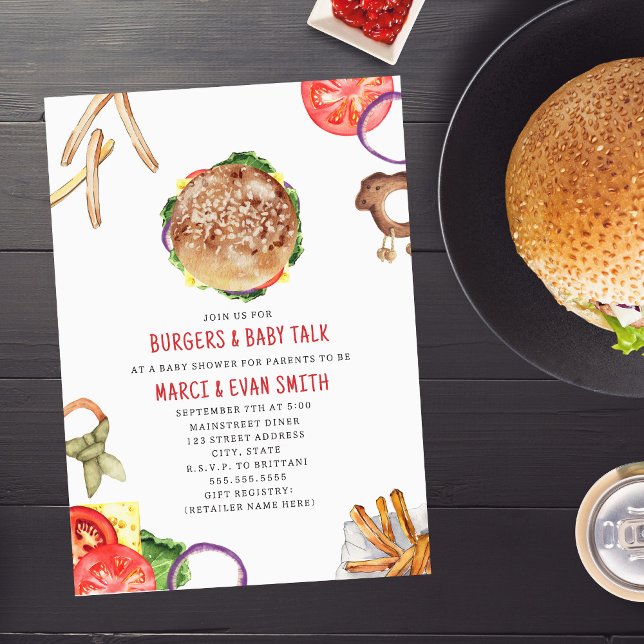 Hamburger et Fries Co Ed Baby shower Invitation (Créateur téléchargé)