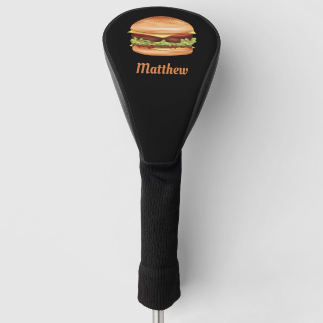 Hamburger Fast Food Illustration With Custom Name Golf Head Cover (Front)