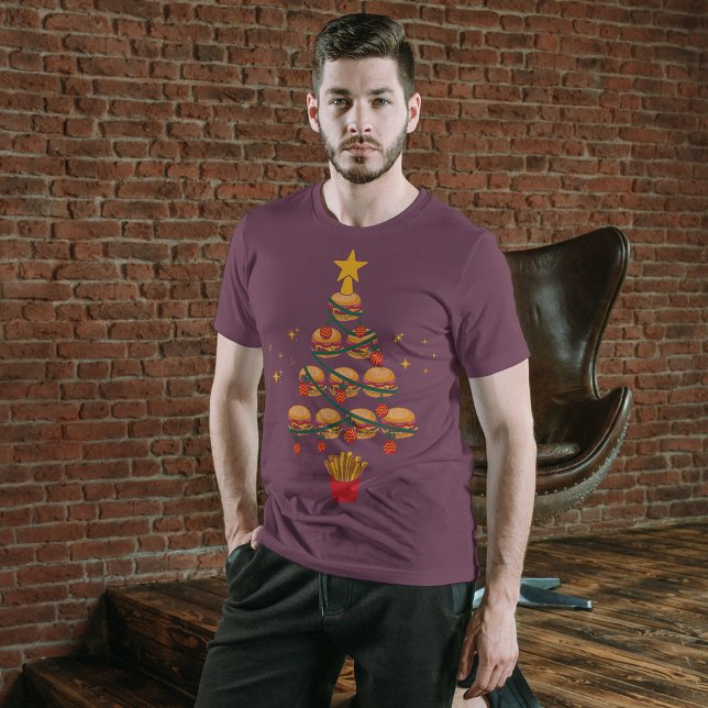 Hamburger Fast Food Lover Christmas Tree Tri-Blend Shirt (Creator Uploaded)