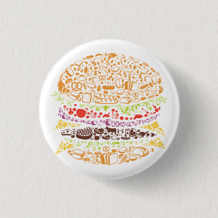 Hamburger, food, bread, cheese, fast food 1 inch round button