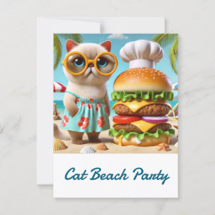 Hamburger for Beach Party for Cat Lovers Postcard