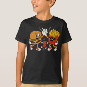 Hamburger Fries Ketchup Fast Food Snacks Funny Kid T-Shirt